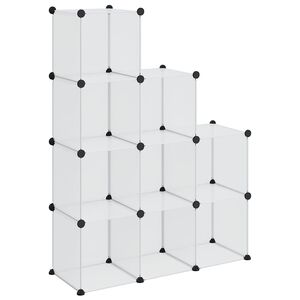 vidaXL Organizador de arruma&ccedil;&atilde;o com 9 cubos PP transparente