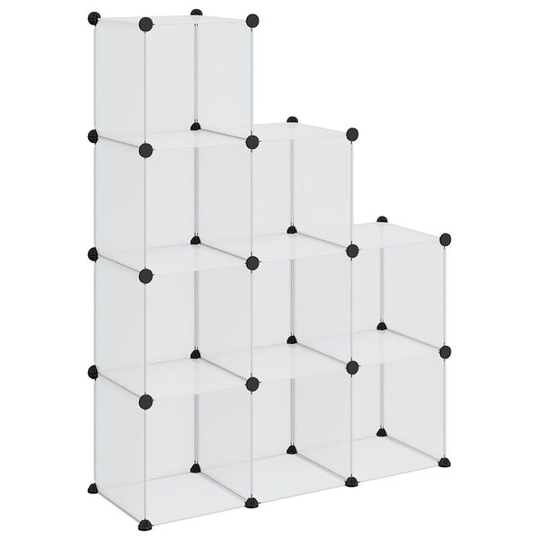 vidaXL Organizador de arruma&ccedil;&atilde;o com 9 cubos PP transparente