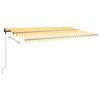 vidaXL Toldo retrátil manual com LED 500x350 cm amarelo e branco