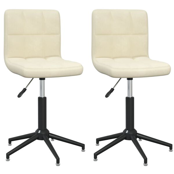 vidaXL Cadeiras de jantar girat&oacute;rias 2 pcs veludo cor creme