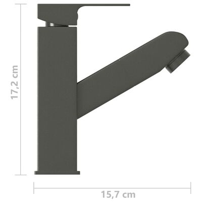 vidaXL Torneira extraível p/ lavatório casa de banho 157x172 mm cinza