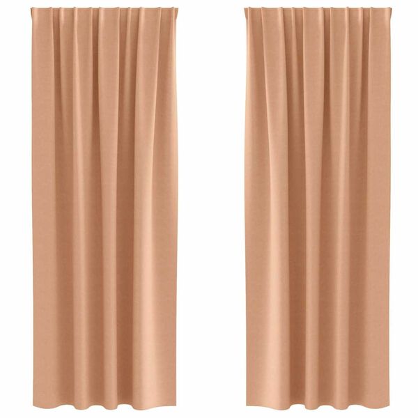vidaXL Cortinas Blackout com Argolas 2 pcs Marrom Claro 225 x 140 cm