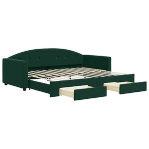 vidaXL Sof&aacute;-cama c/ gavet&atilde;o e gavetas 90x200 cm veludo verde-escuro