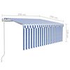 vidaXL Toldo retr&aacute;til autom&aacute;tico com estore 3,5x2,5 m azul e branco