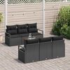 vidaXL Conjunto de Sof&aacute; de Jardim 7 pcs Preto vime PE