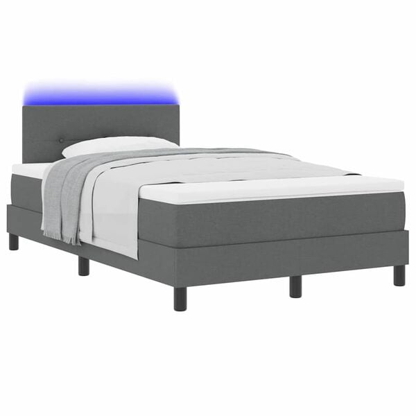 vidaXL Cama Box com colch&atilde;o Cinzento escuro 120 x 200 cm tecido