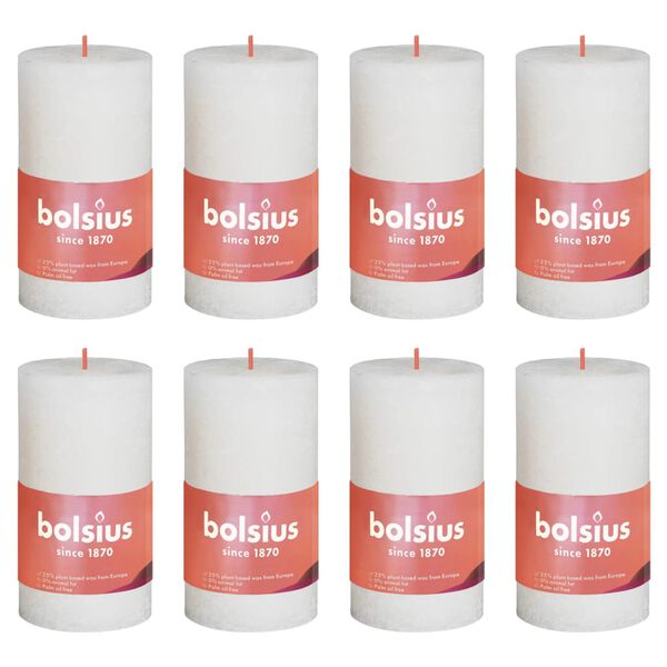 Bolsius Velas rústicas cilíndricas Shine 8 pcs 100x50 mm pérola suave