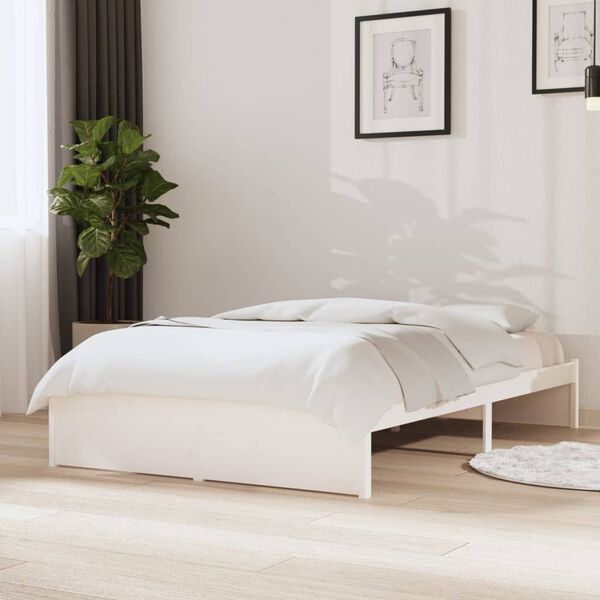 vidaXL Estrutura de cama 120x200 cm madeira maci&ccedil;a branco