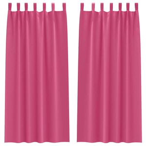 vidaXL Cortinas Blackout com Argolas 2 unid. Rosa Brilhante Poli&eacute;ster