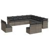 vidaXL 12 pcs conjunto de sof&aacute;s jardim c/ almofad&otilde;es vime PE cinzento