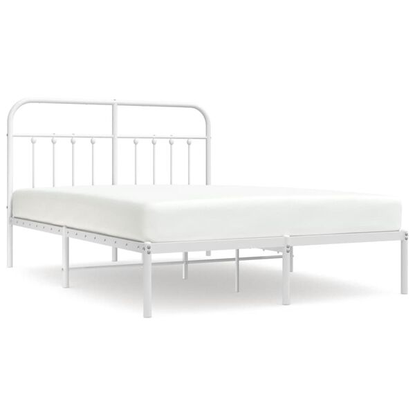 vidaXL Estrutura de cama com cabeceira 135x190 cm metal branco