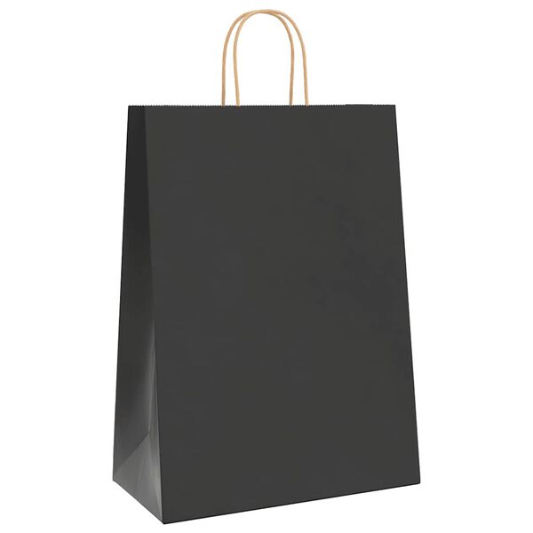 vidaXL Sacos de papel 250 unid com al&ccedil;as preto 32x17x44 cm