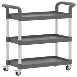 vidaXL Carrinho c/ 3 prateleiras 77x34x72 cm alum&iacute;nio cinzento
