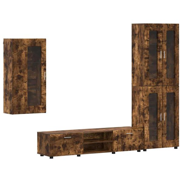 vidaXL Conjunto de m&oacute;vel de TV Carvalho Defumado Madeira processada