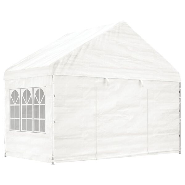 vidaXL Gazebo com telhado 8,92x4,08x3,22 m polietileno branco