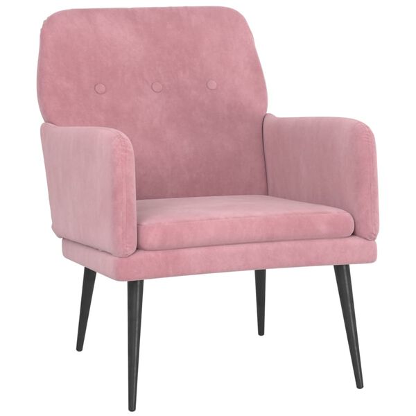 vidaXL Cadeira c/ apoio de braços 62x79x79 cm veludo rosa