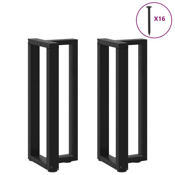 vidaXL P&eacute;s de mesa de console em forma de T, 2 pe&ccedil;as, preto, 38x25x(72-73) cm, a&ccedil;o
