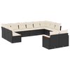 vidaXL 12 pcs conjunto de sof&aacute;s de jardim c/ almofad&otilde;es vime PE preto