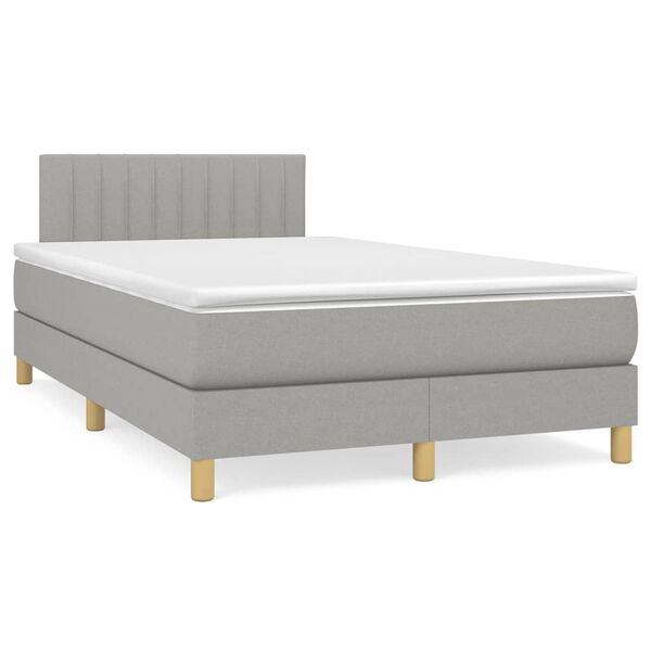 vidaXL Cama boxspring com colch&atilde;o 120x190 cm tecido cinzento-claro