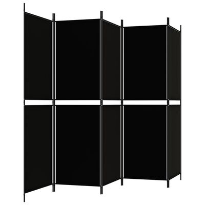 vidaXL Biombo/divisória com 5 painéis 250x180 cm tecido preto