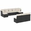 vidaXL 10 pcs conjunto sof&aacute;s de jardim c/ almofad&otilde;es vime PE preto