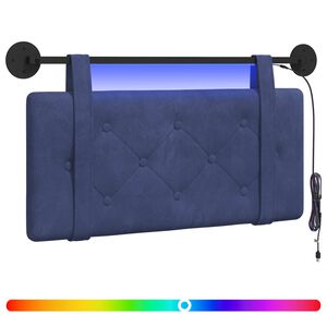 vidaXL Cabeceira suspensa Com luz LED Azul Pol&iacute;cia Veludo