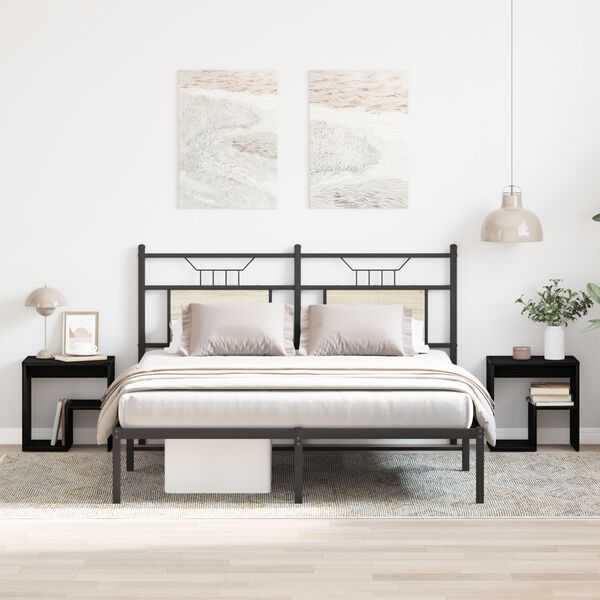 vidaXL Arm&aacute;rio de Cabeceira 2 pcs Carvalho Preto 40 x 30 x 40 cm