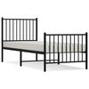 vidaXL Estrutura de cama com cabeceira e p&eacute;s 75x190 cm metal preto