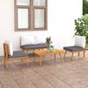 vidaXL 4 pcs conj. lounge jardim c/ almofad&otilde;es madeira ac&aacute;cia maci&ccedil;a