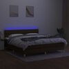 vidaXL Cama box spring c/ colch&atilde;o/LED 160x200cm tecido castanho-escuro