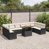 vidaXL Conjunto de Sof&aacute; de Jardim com almofada 11 pcs Preto e creme