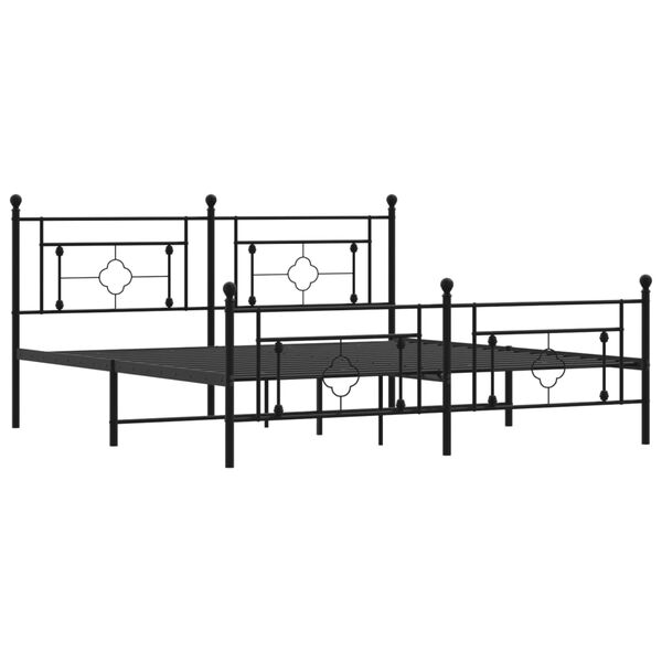 vidaXL Estrutura de cama com cabeceira e p&eacute;s 183x213 cm metal preto