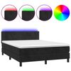 vidaXL Cama box spring c/ colch&atilde;o/LED 140x200 cm veludo preto