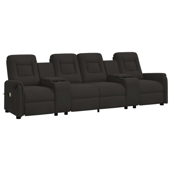 vidaXL Poltrona massagem 4 lug. reclinável c/ suportes copo preto