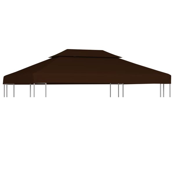 vidaXL Cobertura gazebo c/ 2 camadas 310 g/m&sup2; 4x3 m castanho