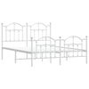 vidaXL Estrutura de cama com cabeceira e p&eacute;s 140x200 cm metal branco