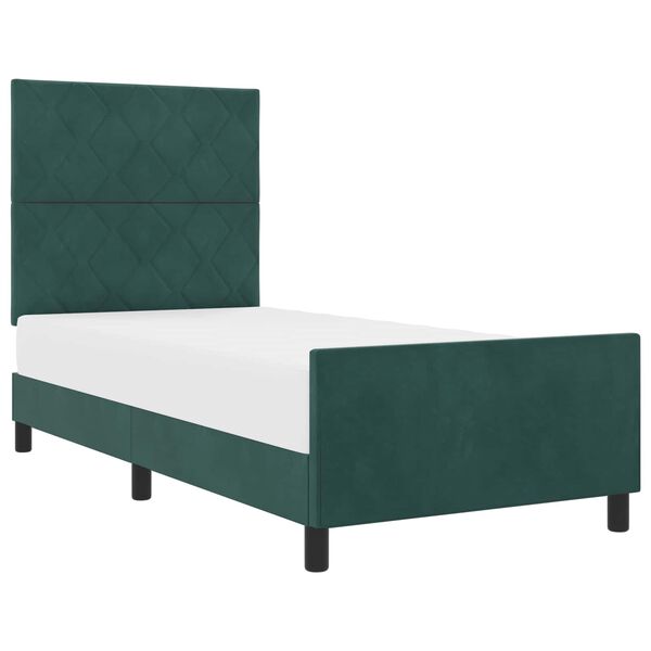 vidaXL Cama Box com cabeceira Verde Escuro 90 x 190 cm Veludo