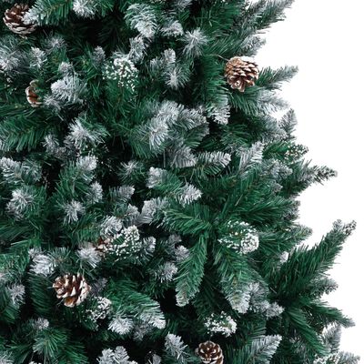 vidaXL Árvore de Natal artificial com pinhas e neve branca 210 cm