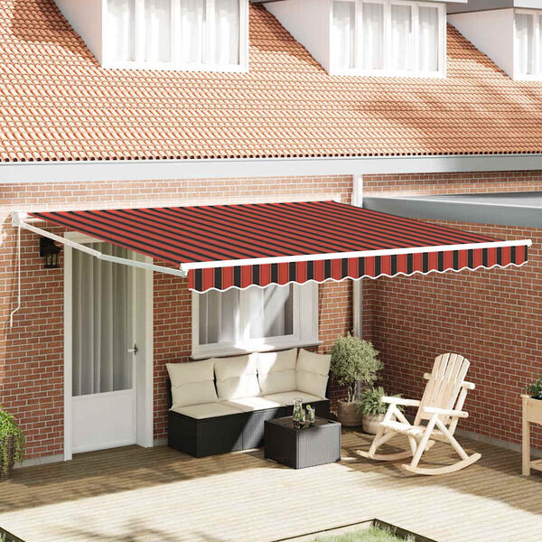 vidaXL Toldo Retr&aacute;til Manual Amarelo e Laranja 400 &times; 350 cm