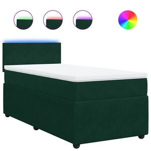 vidaXL Cama com molas/colch&atilde;o 80x200 cm veludo verde-escuro