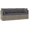 vidaXL 3 pcs conjunto lounge de jardim c/ almofad&otilde;es vime PE cinzento