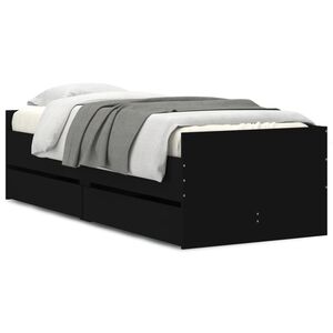 vidaXL Estrutura de cama com gavetas 100x200 cm preto