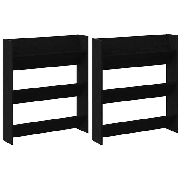 vidaXL Arm&aacute;rio de Sapatos 2 pcs Carvalho Preto 85 x 18 x 90 cm
