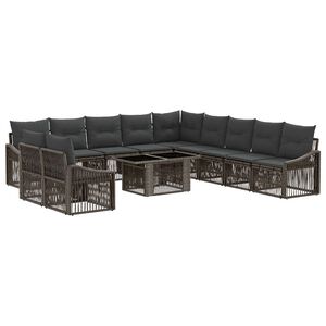 vidaXL Conjunto de Sof&aacute; de Jardim 12 unid. Cinza e Cinza Escuro