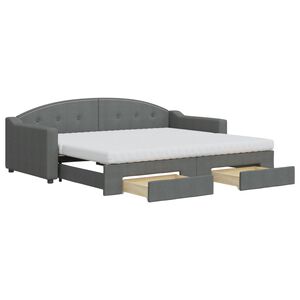vidaXL Sof&aacute;-cama c/ gavet&atilde;o e gavetas 90x200 cm tecido cinzento-escuro