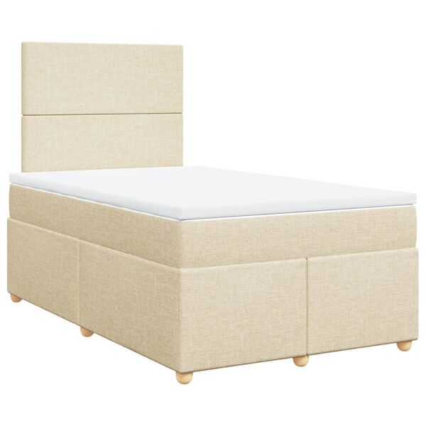 vidaXL Cama com molas/colch&atilde;o 120x200 cm tecido cor creme