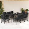 vidaXL 9 pcs conjunto de jantar p/ jardim c/ almofad&otilde;es vime PE preto