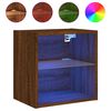 vidaXL Mesa de cabeceira de parede com luzes LED carvalho castanho