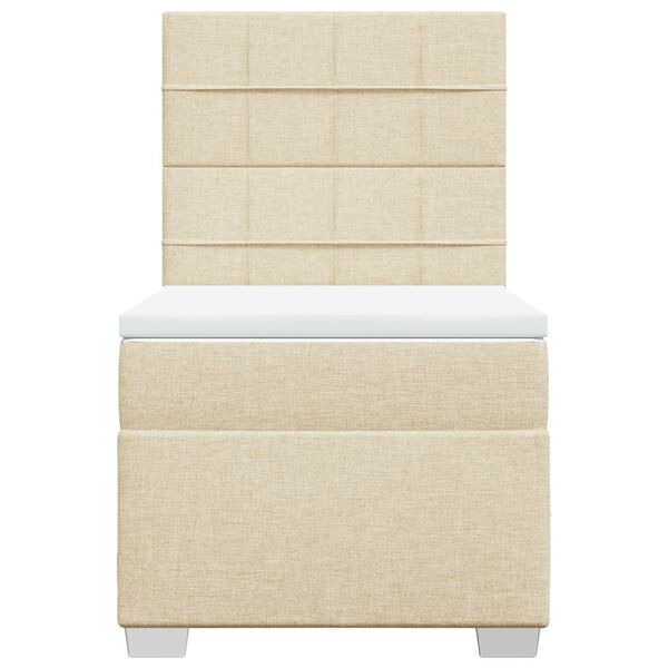 vidaXL Cama com molas/colch&atilde;o 90x190 cm tecido cor creme