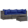 vidaXL 4 pcs conjunto lounge de jardim c/ almofad&otilde;es vime PE cinzento